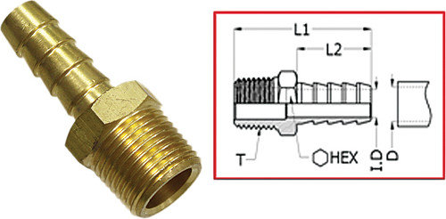 1/4 Pipe To 1/4 Hose Barb Fitt 1/4 Pipe To 1/4 Hose Barb Fitt