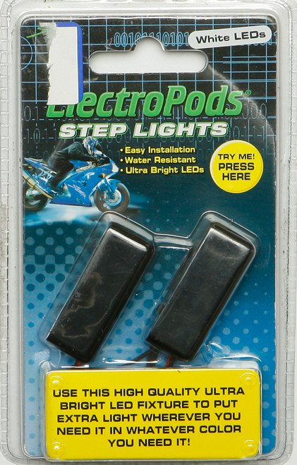 Step Lights Black W/White Led 2/Pk