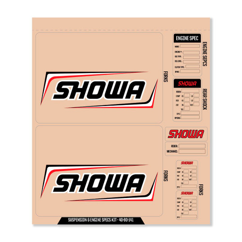 Showa Decal Kit Blk Showa Fork/Shock/Eng Spec