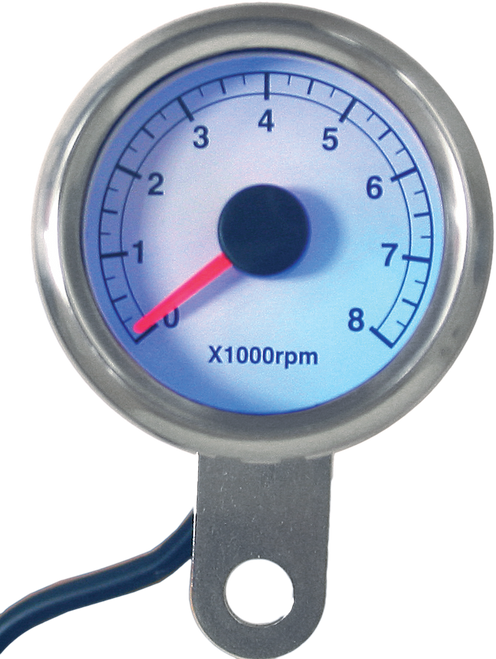 48mm Mini Tachometer 8000 Rpm White Face