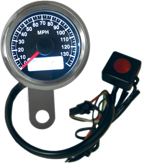 48mm Mini Electronic Speedo Black Faced Led Lights