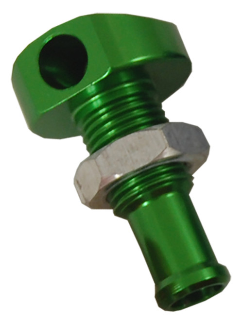 Billet Thru Hull Water Fitting Green 3/8" 90 Deg. Billet Thru Hull Water Fitting Green 3/8" 90 Deg.