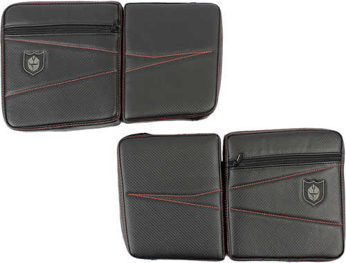 Rear Door Knee Pads With Storage Orange Stitching