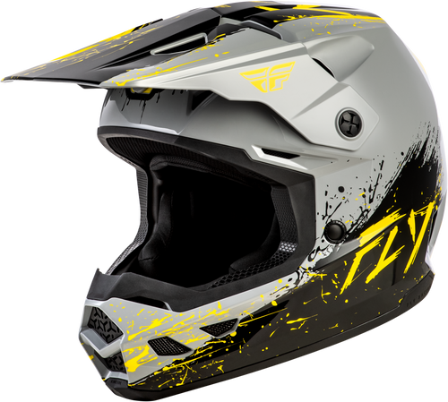 Youth Kinetic Drip Helmet Grey/Black/Yellow Ys