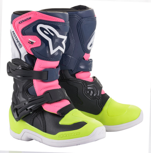 Tech 3s Kids Boots Black/ Dark Blue/Pink Fluo Sz 10