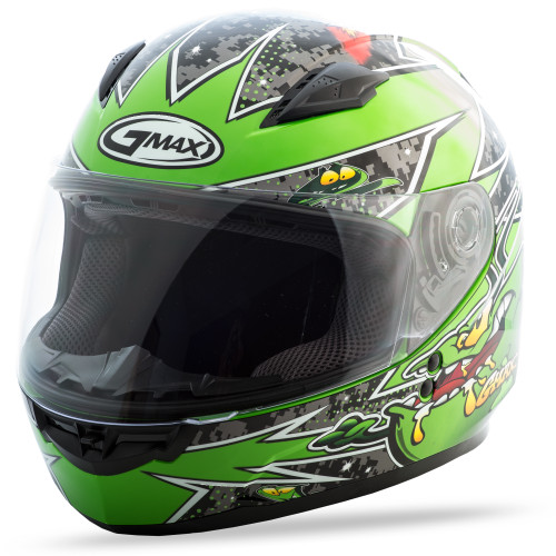 Youth Gm 49y Full Face Alien Helmet Black/Green Ym