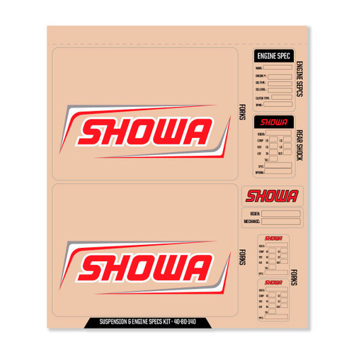 Showa Decal Kit Red Showa Fork/Shock/Eng Spec Showa Decal Kit Red Showa Fork/Shock/Eng Spec