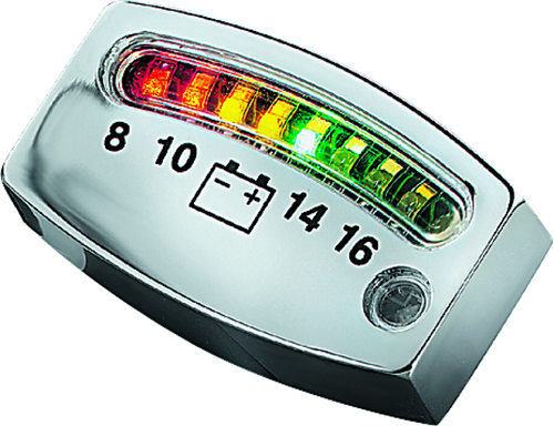 Kuryakyn LED Battery Gauge Universal Chrome Kuryakyn LED Battery Gauge Universal Chrome