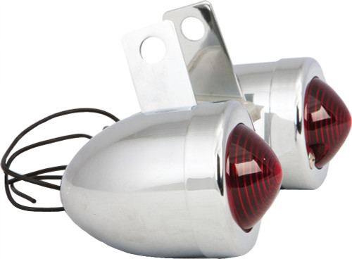 Bullet Marker Light W/Brkt Chr Red Lens Single Filament Bullet Marker Light W/Brkt Chr Red Lens Single Filament