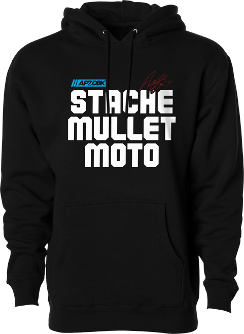 Stache Mullet Moto Hoodie Black Lg