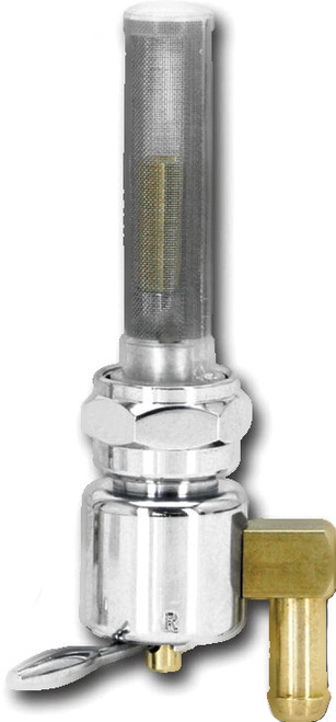 Round Petcock 22mm Bung Left Spigot Chrome Round Petcock 22mm Bung Left Spigot Chrome