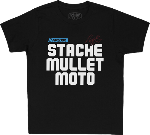 Stache Mullet Moto Youth Tee Black Yl