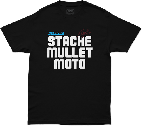 Stache Mullet Moto Tee Black 2x