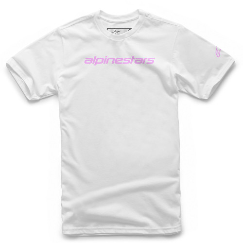 Linear Wordmark Tee White/Pink Sm