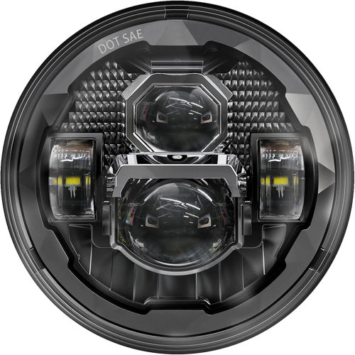 7" Led Headlight Rugged Ultra View Black