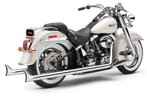 Bad Hombre True Dual Fishtails Chrome Softail 97 06