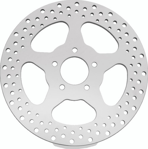 Bikers Choice 00-17 Big Twin 11.5 In Polished Rear 5 Spoke Drilled Stnless Rotor Repl H-D 44156-00