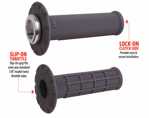 Universal Lock On Grips Half Waffle Graphite/Silver