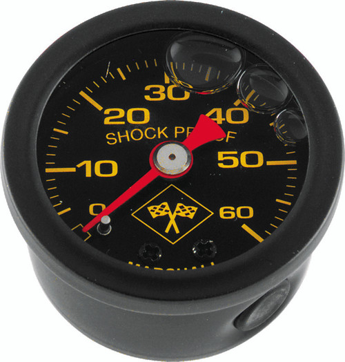 Bikers Choice 0-60 PSI Oil Pressure Gauge Black Face Black Bezel Liquid Filled Universal Custom