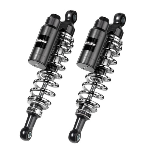 Bitubo WMT0 Twinshocks Adj.: Spring Preload, Reb., Comp., Length 356mm, Piggyback Tank, Chr Edition