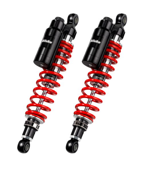 Bitubo WMT0 Twinshocks Adj.: Spring Preload, Reb., Comp., Length 362mm, Piggyback Tank, Red Springs