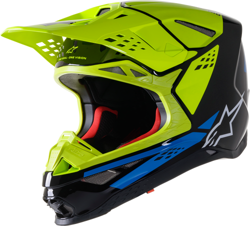 S.Tech S M8 Factory Helmet Blk/Ylw Fluo/Blue Glossy Md