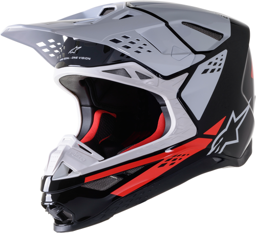 S.Tech S M8 Factory Helmet Black/White/Red Fluo Glossy Md