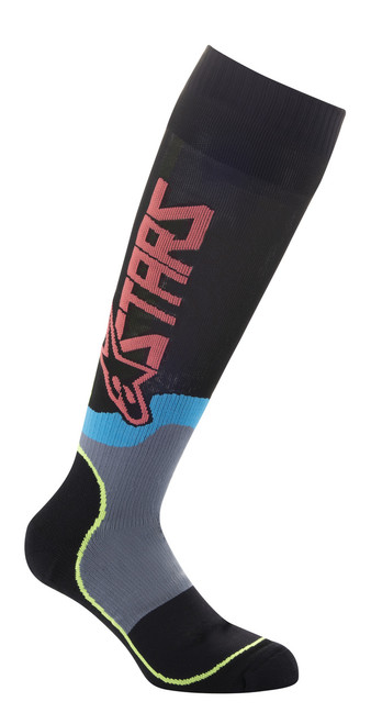Youth Mx Plus 2 Socks Black/Yellow Fluo/Coral Md/Lg Youth Mx Plus 2 Socks Black/Yellow Fluo/Coral Md/Lg
