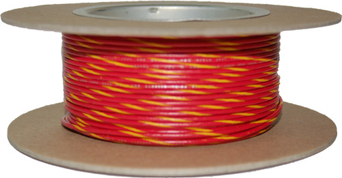 100' Spool 20 Gauge Wire (Red/Yellow Stripe)
