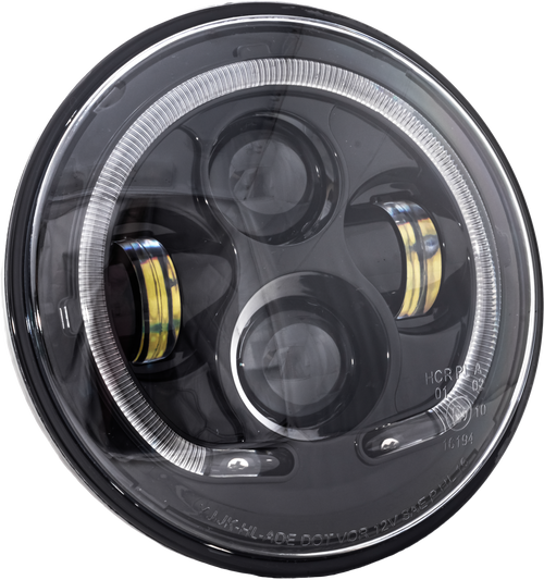 7" Led Headlight Black Halo W/ Mnt Adapter 7" Led Headlight Black Halo W/ Mnt Adapter