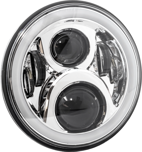 7" Led Headlight Full Halo Chr W/ Mnt Adapter 7" Led Headlight Full Halo Chr W/ Mnt Adapter