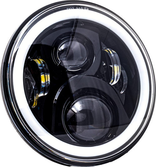 7" Led Headlight Full Halo Blk W/ Mnt Adapter 7" Led Headlight Full Halo Blk W/ Mnt Adapter
