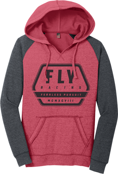 Women's Fly Track Hoodie Red Heather/Charcoal Lg