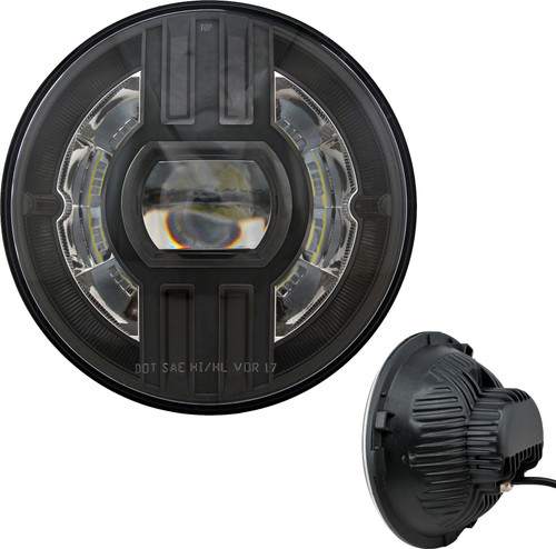 Headlight 7" Beast 2 Pitch Black W/Driving Light