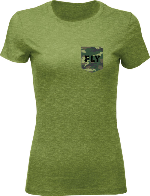 Women's Fly Camo Tee Military Green Heather Xl
