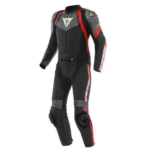 Dainese Avro 4 Leather 2PC Suit Black/Anthracite/Red Lava Size - 56