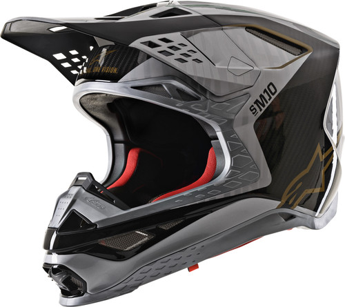 S.Tech S M10 Alloy Helmet Silver/Black/Carbon/Gold Lg