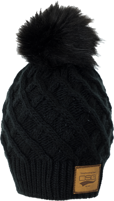 Solid Pom Beanie Black