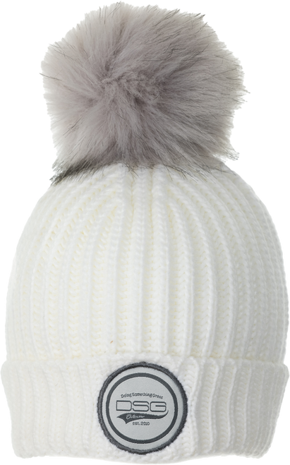Folded Pom Beanie White