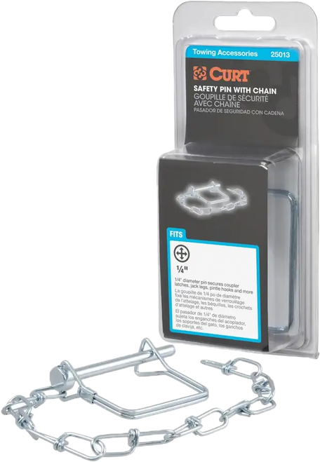 1/4" Safety Pin With 12" Chain 2 3/4" Pin Length