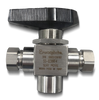 Stainless Steel 3-Piece High Pressure 3-Way Ball Valve, PCTFE Seats, 1/4 in. FNPT