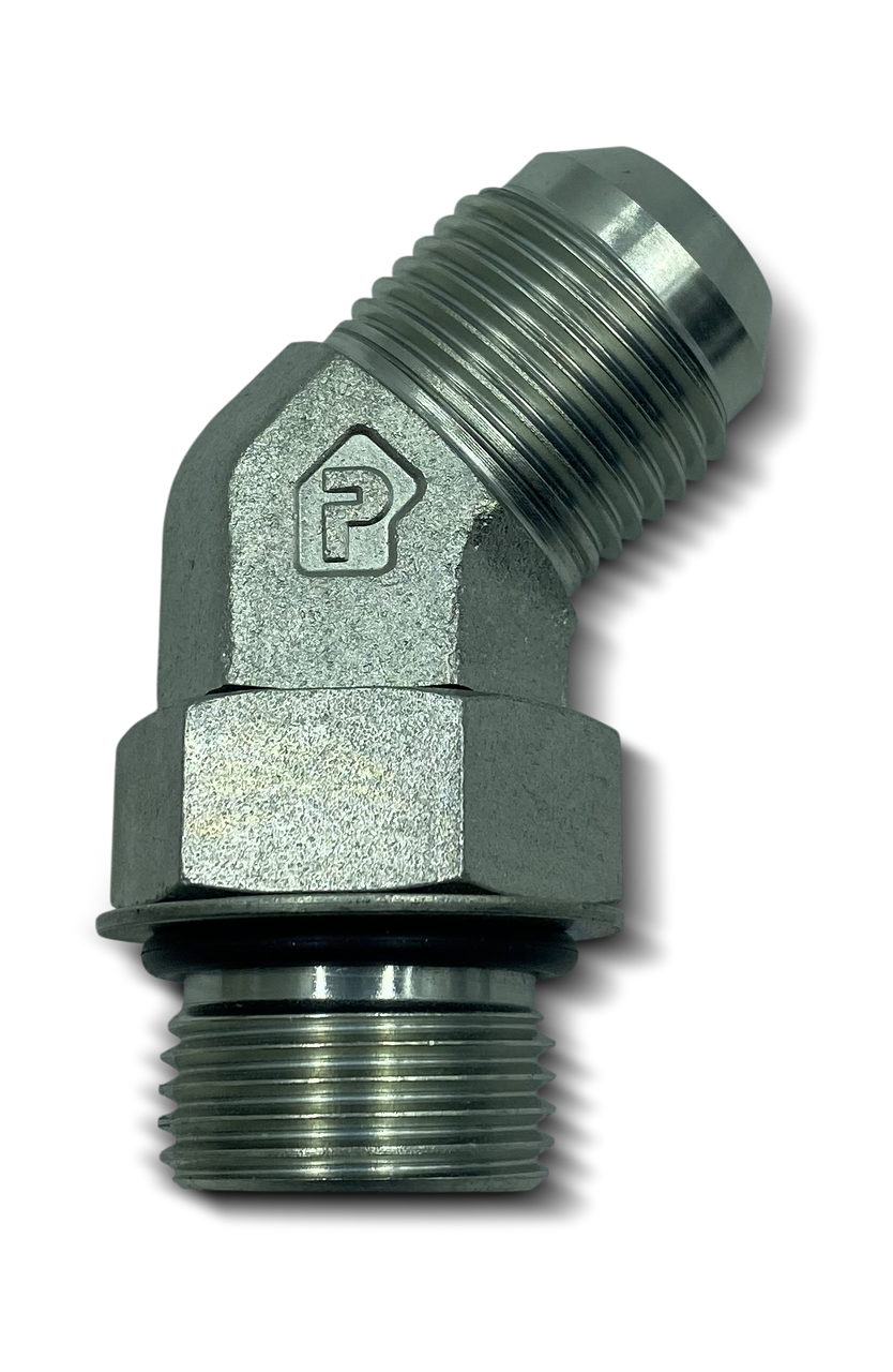 Parker 45 Degree Elbow, #12 Male ORB x #12 Male JIC, Low Pressure Fitting