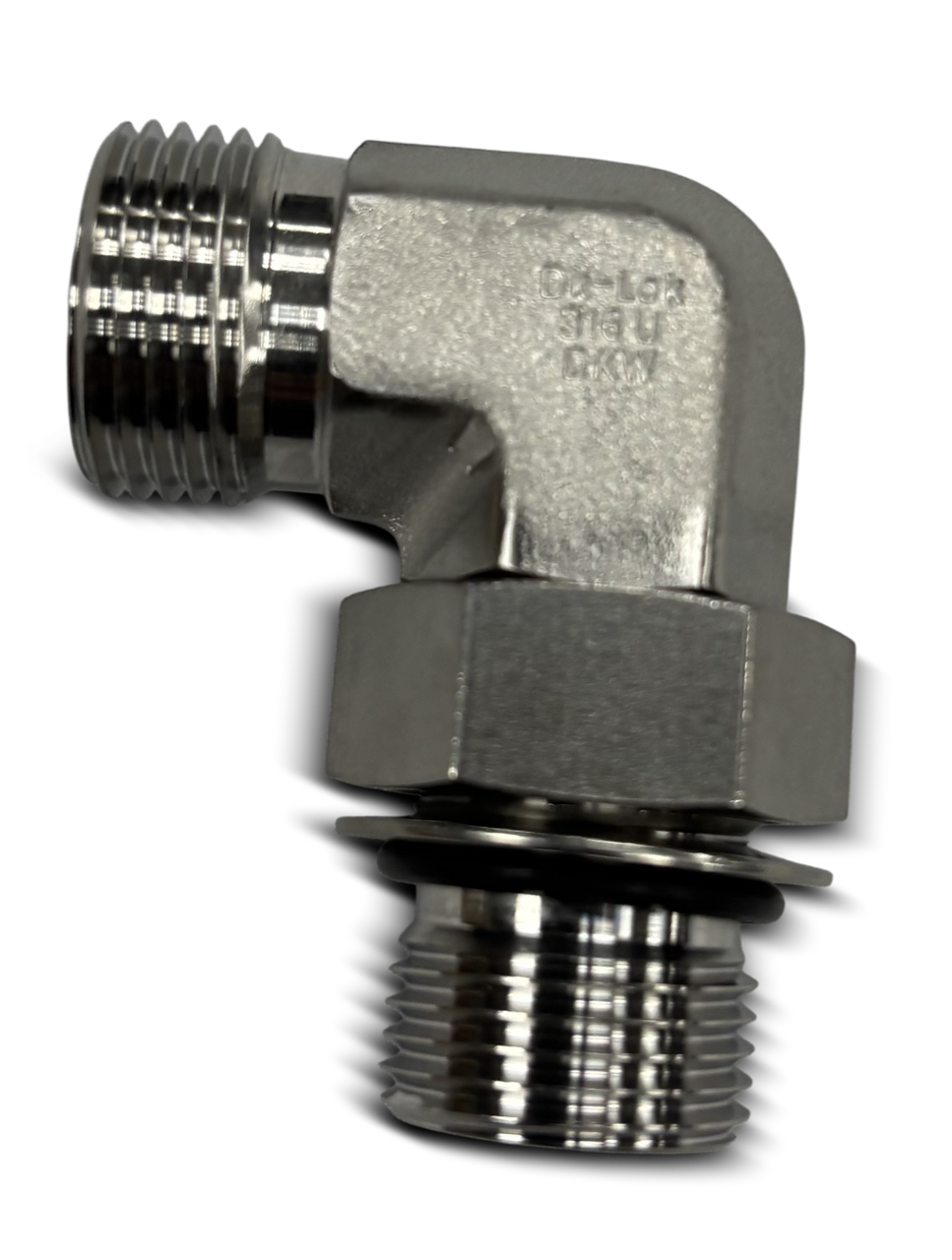 DK-LOK Adapter, 90° Elbow, #8 O-Ring Boss x #8 ORFS