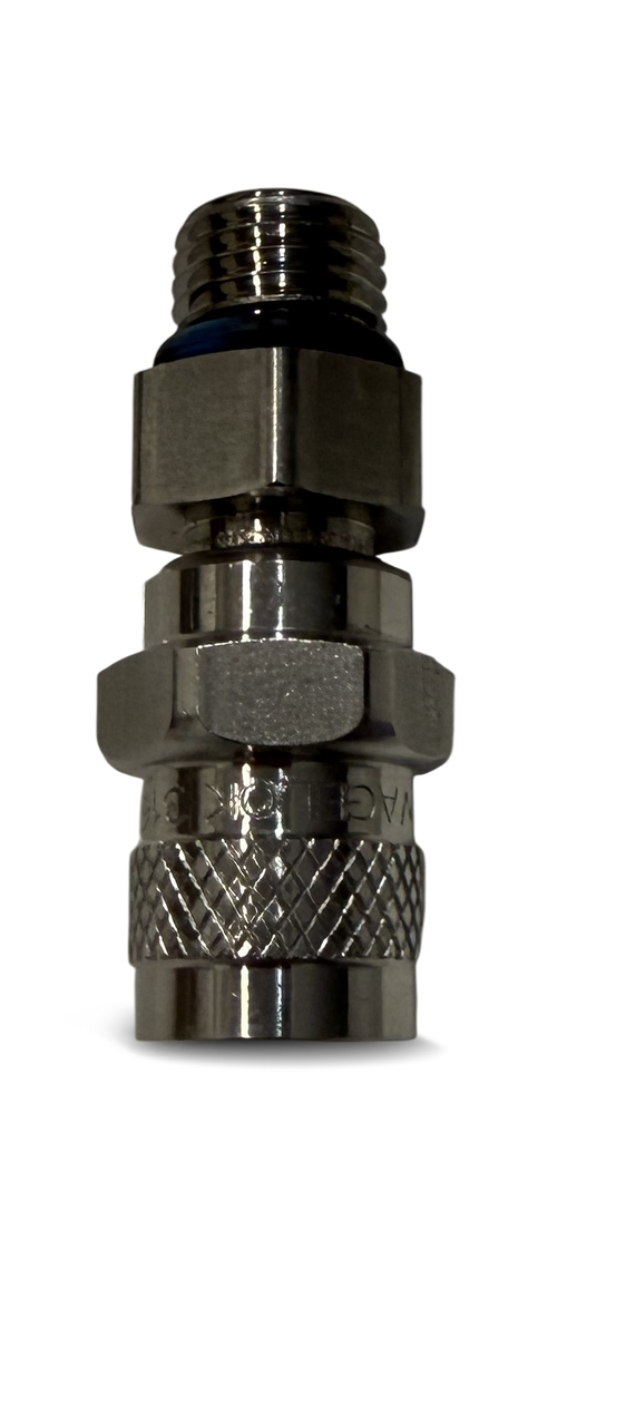 PURGE VALVE w/ SS BALL, 7/16-20, #4 (1/4") MALE ORB