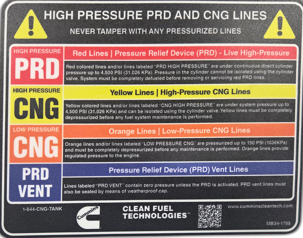 DECAL - HIGH PRESSURE PRD AND CNG LINES