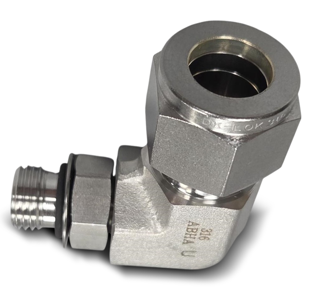 FITTING-ELBOW, MALE SAE S316 1/2" COMPRESSION X 5 MSAE POSITIONABLE