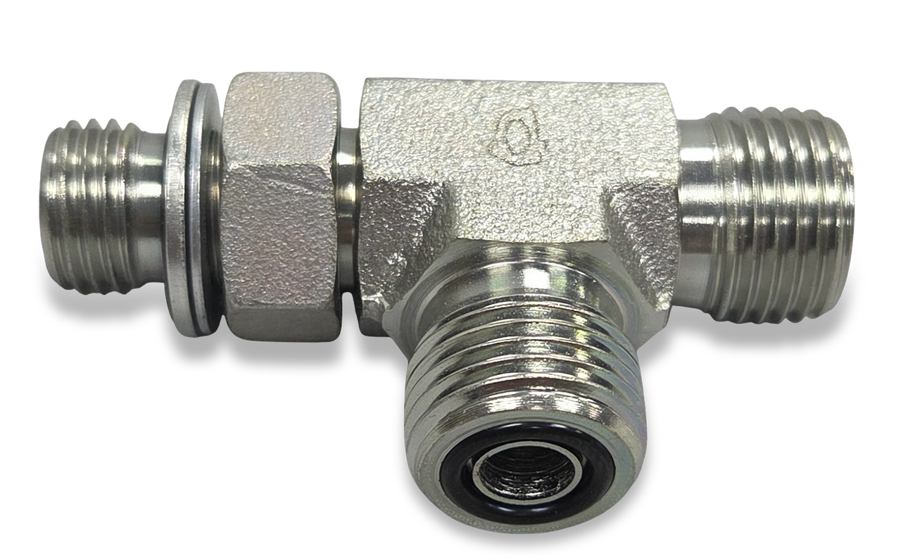 TEE-UNION, #6 ORFS X #6 ORFS X 14mm METRIC RUN