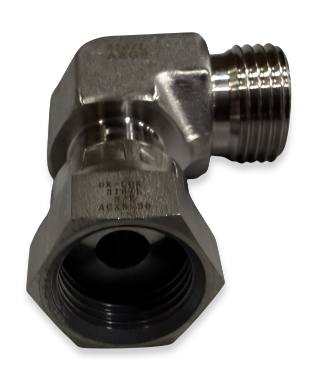 FITTING - 90° ELBOW-6 ORFS MALE X -6 ORFS FEMALE SWIVEL