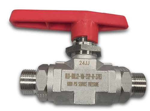 VALVE - SHUTOFF, #8 (1/2") ORFS INLET AND OUTLET, RED HANDLE