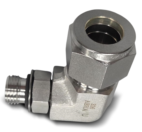 FITTING-ELBOW, MALE SAE S316 1/2" COMPRESSION X 5 MSAE POSITIONABLE